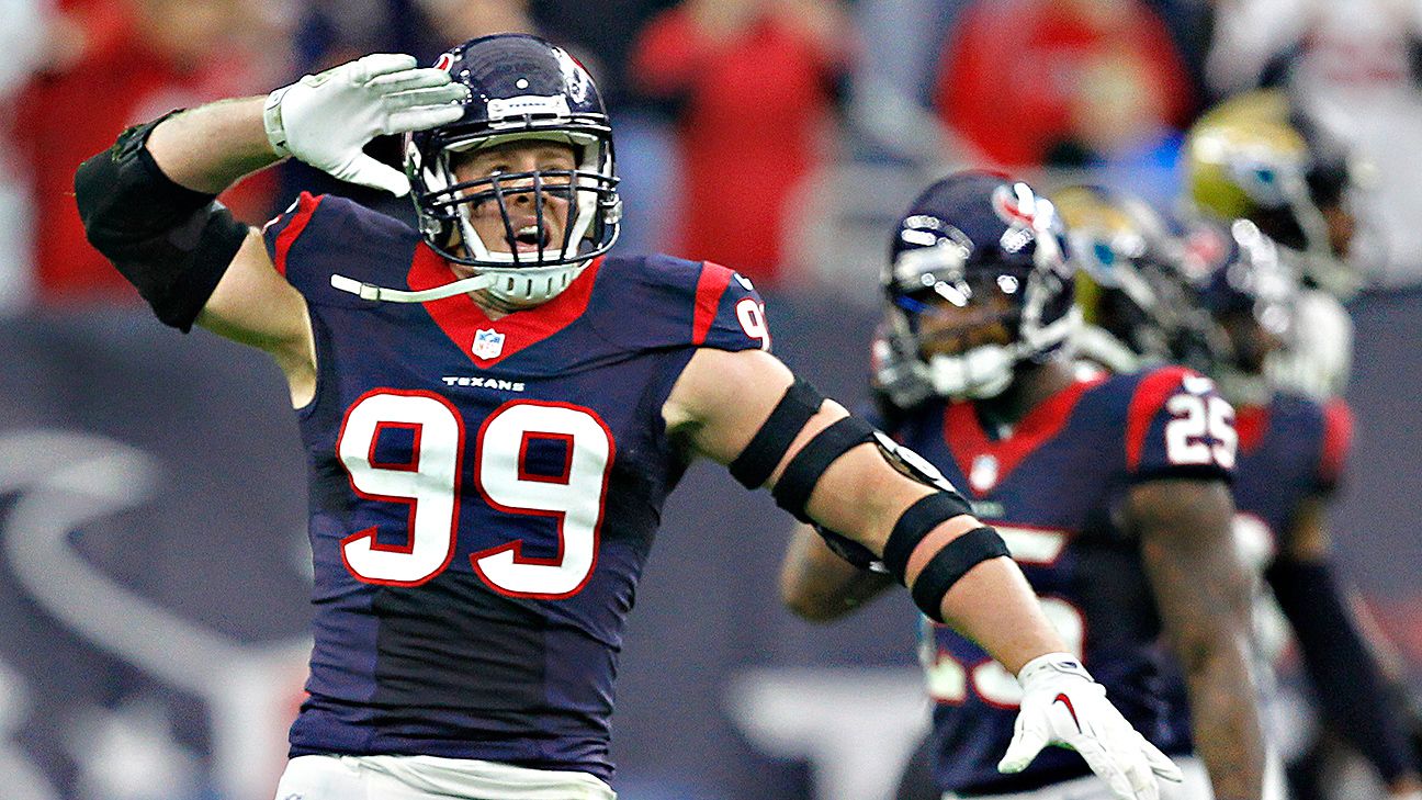 Houston Texans - Houston Texans defensive end J.J. Watt shows his Salute to  Service gloves as he warms up before the Week 9 win over Buffalo.