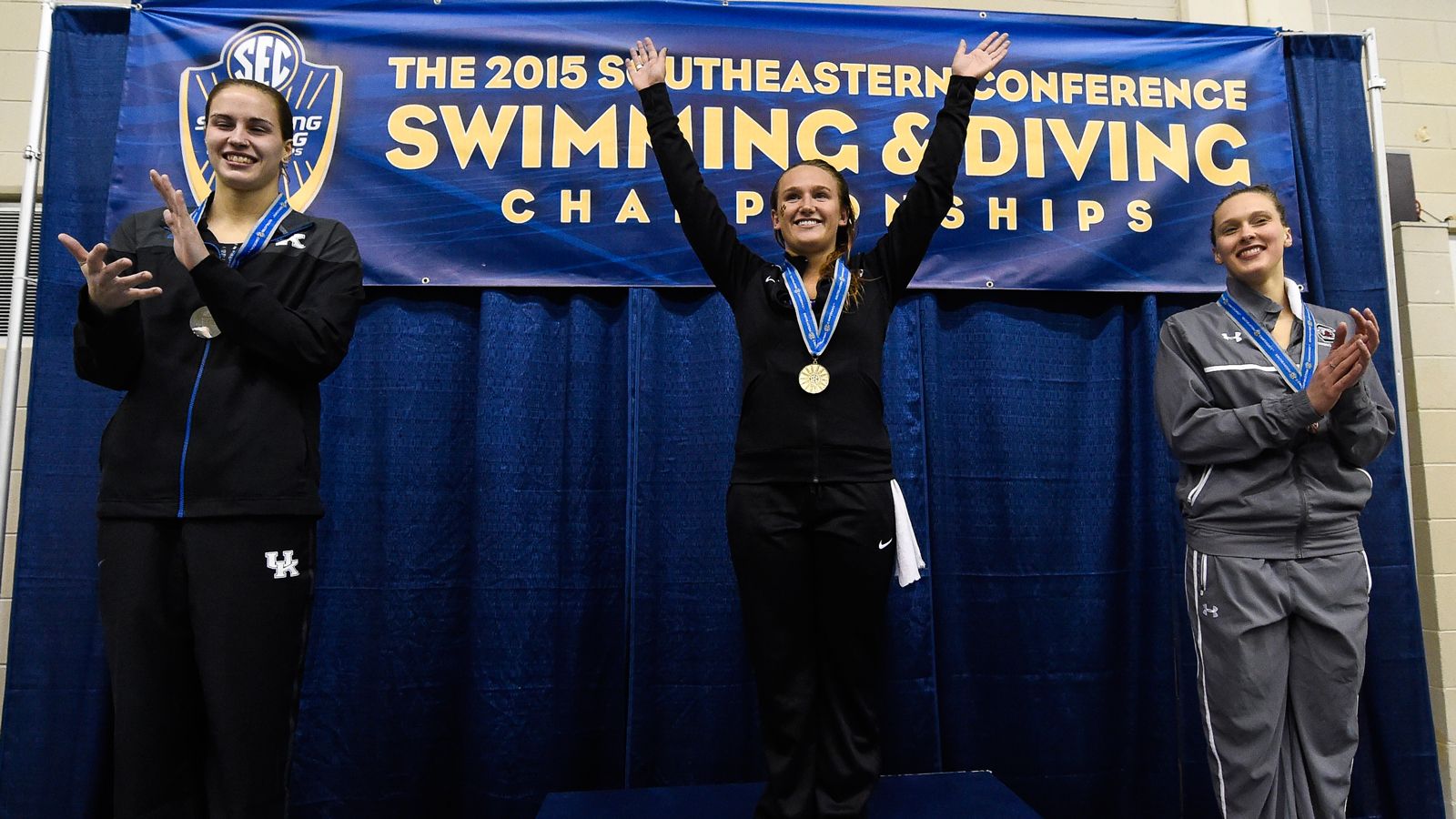 leads SEC swimming and diving on day two