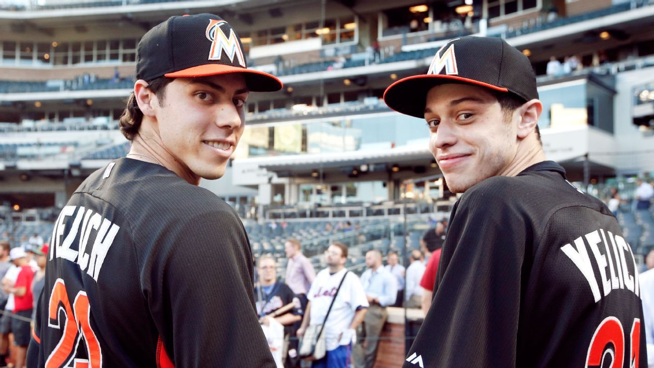 Miami Marlins on X: BREAKING: SNL Comedian Pete Davidson Surprises His  Lookalike Christian Yelich at Citi Field!    / X