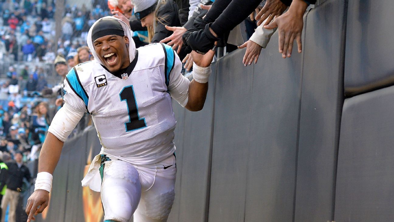 Cam Newton of Carolina Panthers on Seattle Seahawks '12' flag toss