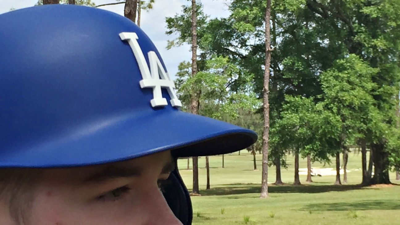 A Detailed Look At A Miniature Los Angeles Dodgers Batters Helmet