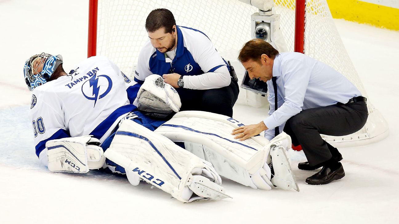 Tampa Bay Lightning goalie Ben Bishop thought he suffered a broken leg in  Game 1 - ESPN