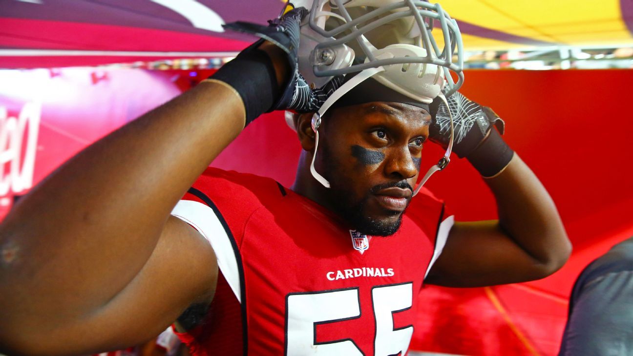 Arizona Cardinals linebacker Chandler Jones (55) during the first half of  an NFL football game …