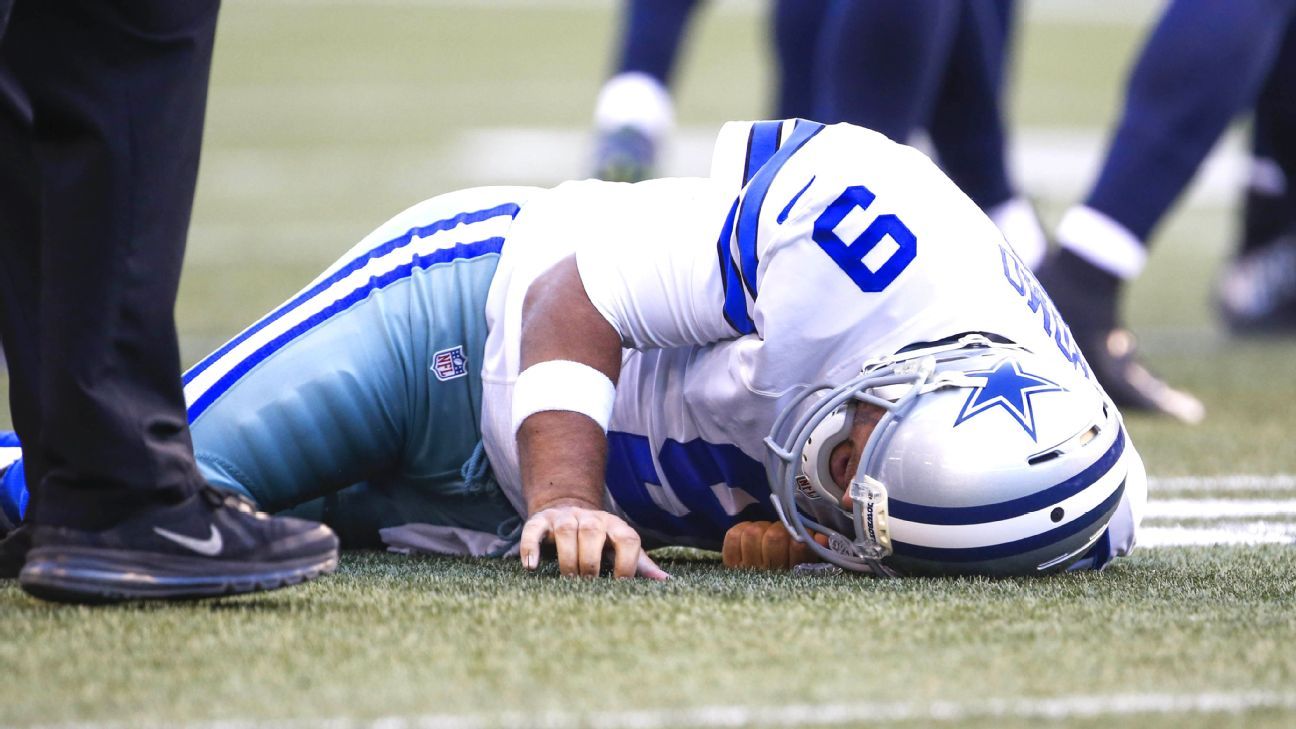 Romo Sacked & Injures Clavicle, Panthers vs. Cowboys