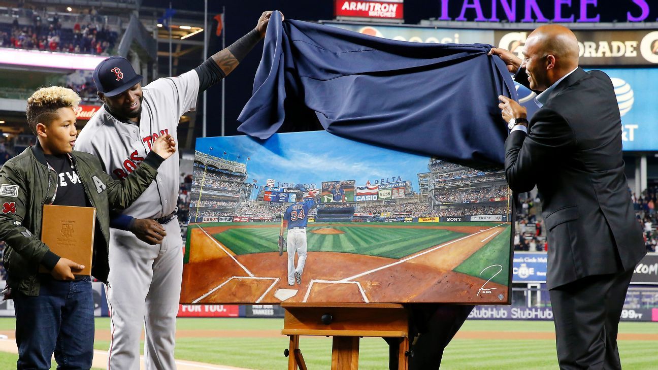 David Ortiz of Boston Red Sox honored by New York Yankees in pregame