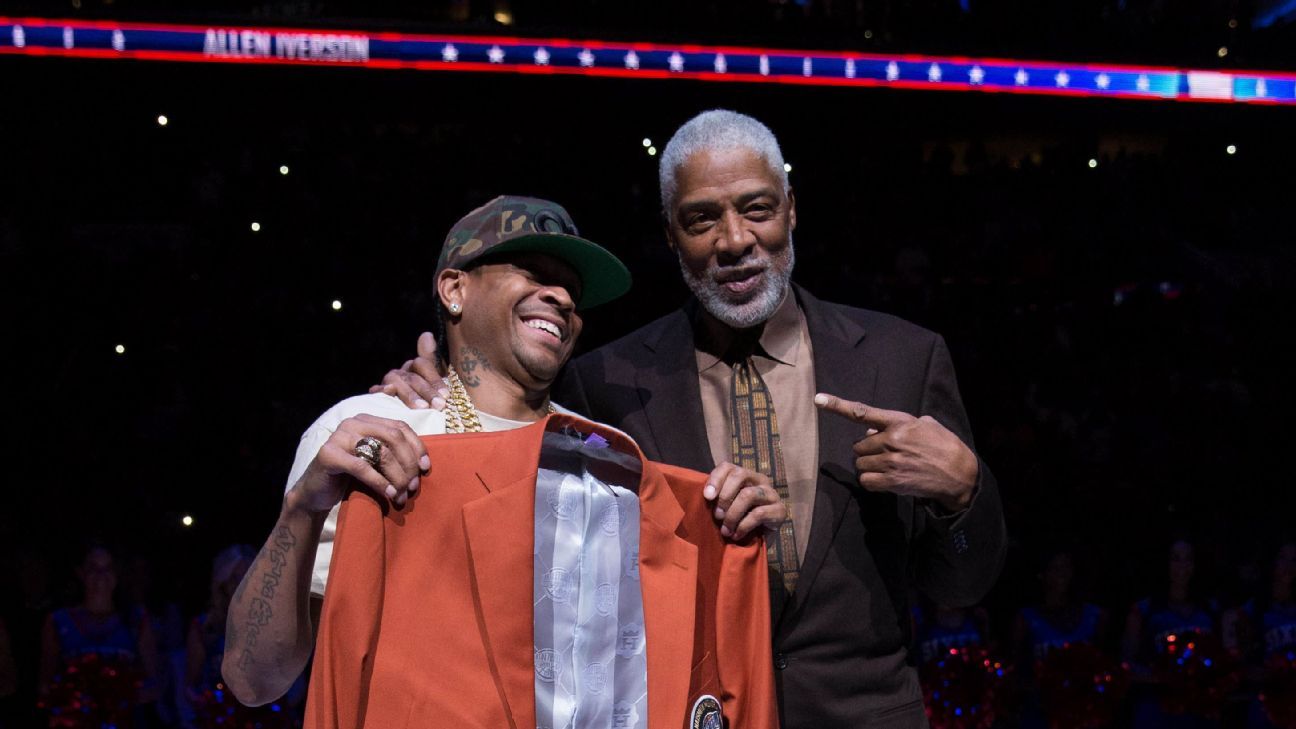 April 6, 2019: 76ers Hall of Famer Allen Iverson (3) waves to the