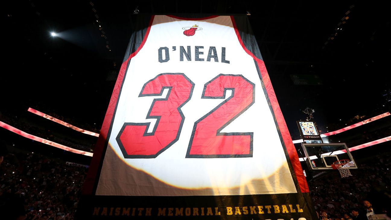 Miami Heat retire Shaquille O'Neal's jersey number - ESPN