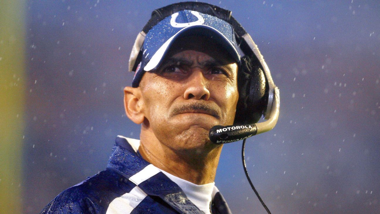 Indianapolis Colts Head Coach Tony Dungy works the sidelines as