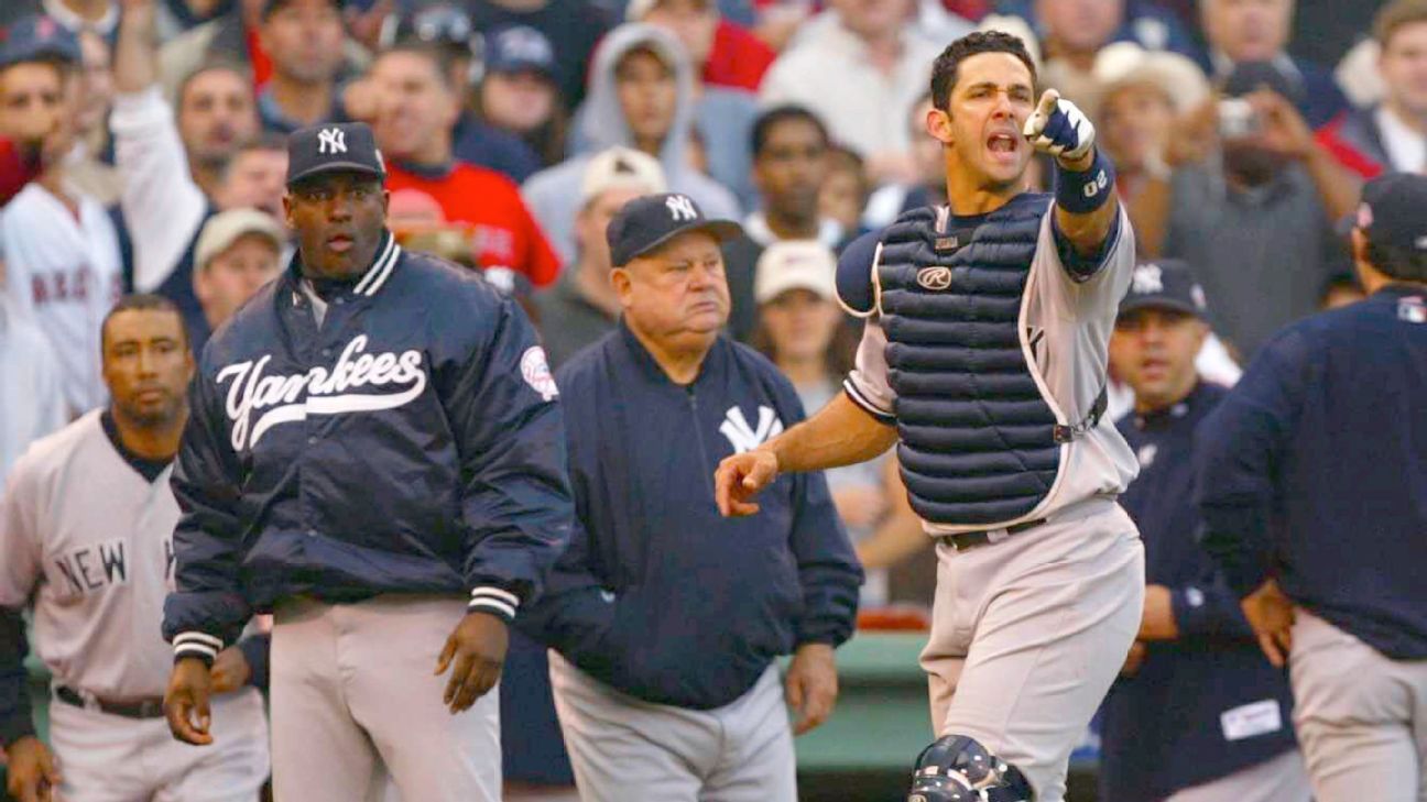 SportsCenter on X: Jorge Posada poses with his retired number