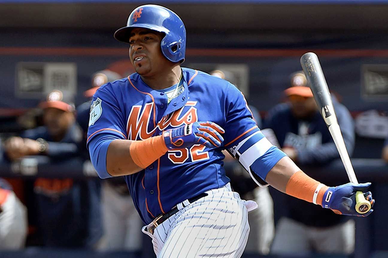 Yoenis Cespedes plays first base as he readies to return to NY Mets