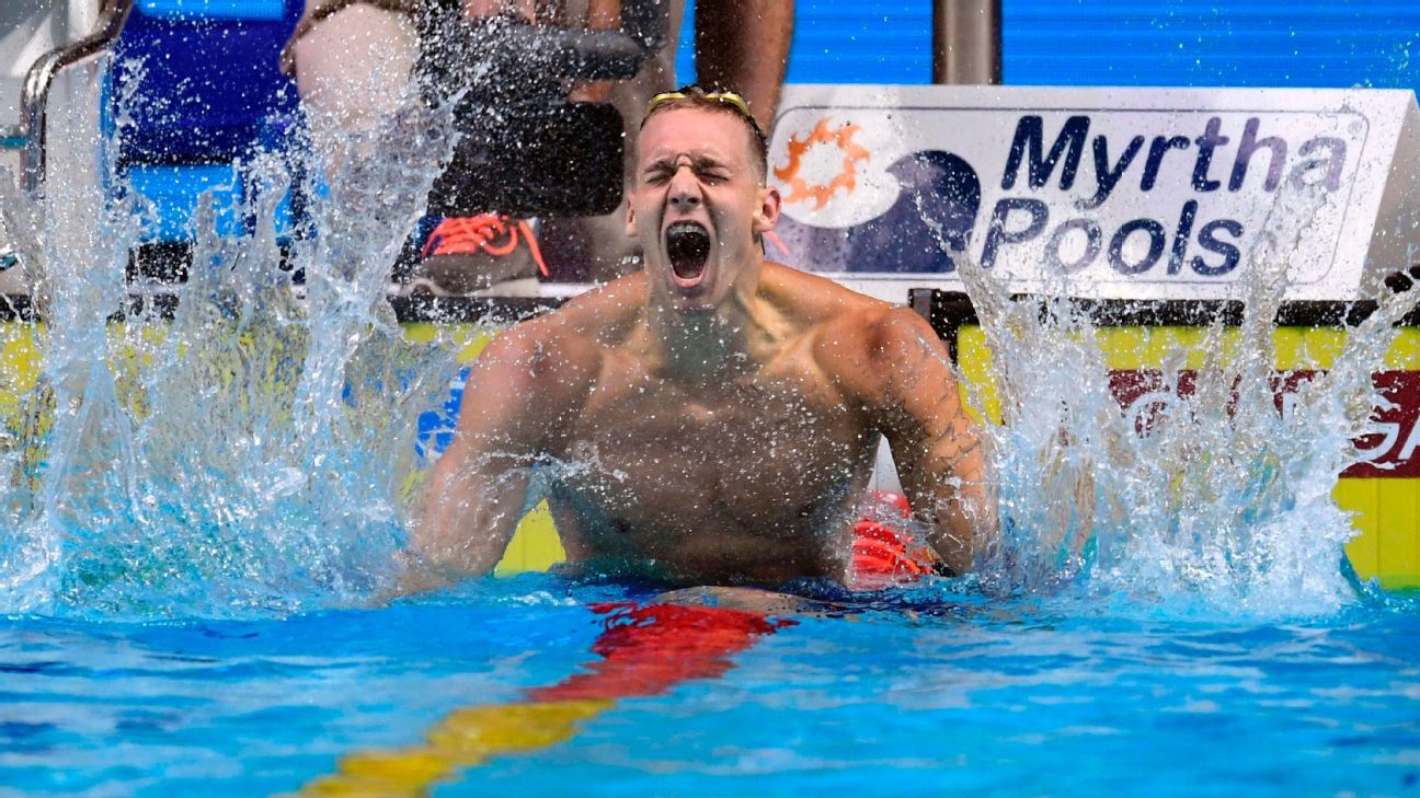 Caeleb Dressel first in history to win three gold medals ...