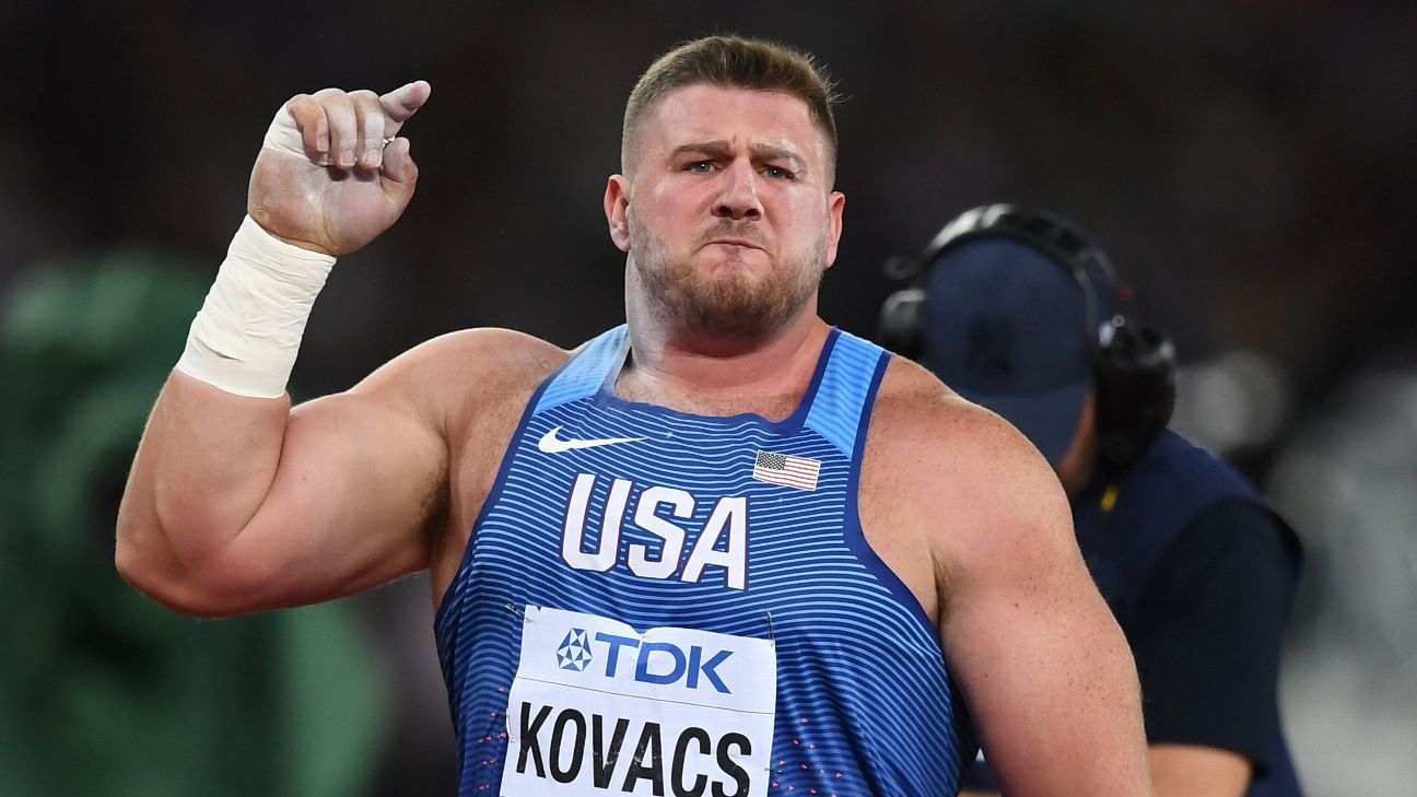 American Joe Kovacs sets 3rdlongest shot put alltime mark at 23.23m