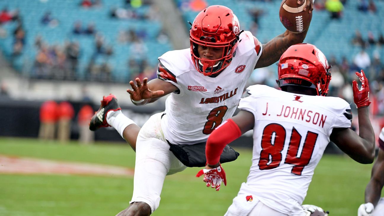 Louisville Cardinals quarterback Lamar Jackson hits 50 rushing, 50