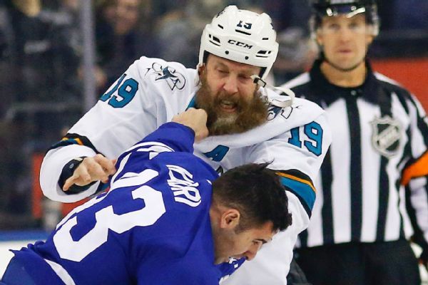 San Jose Sharks' Joe Thornton loses chunk of beard in fight with Nazem  Kadri of Toronto Maple Leafs - ESPN