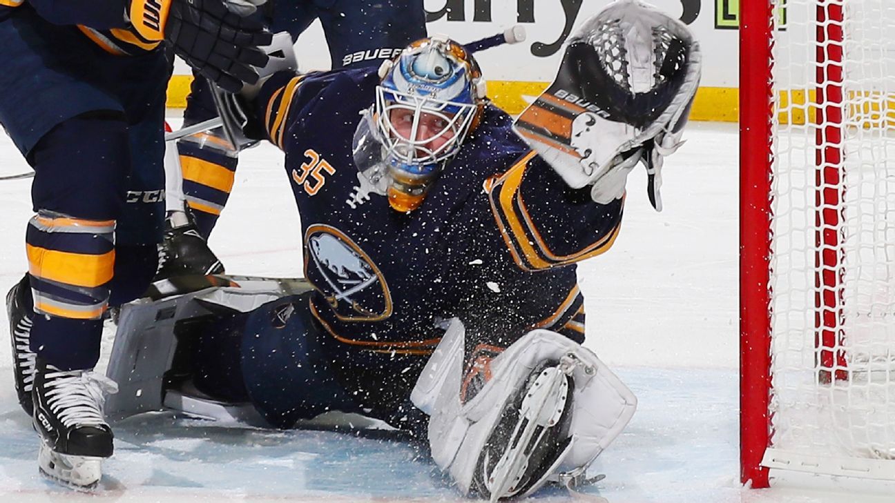 Buffalo Sabers goalkeeper Linus Ullmark leaves early with injury to his lower body
