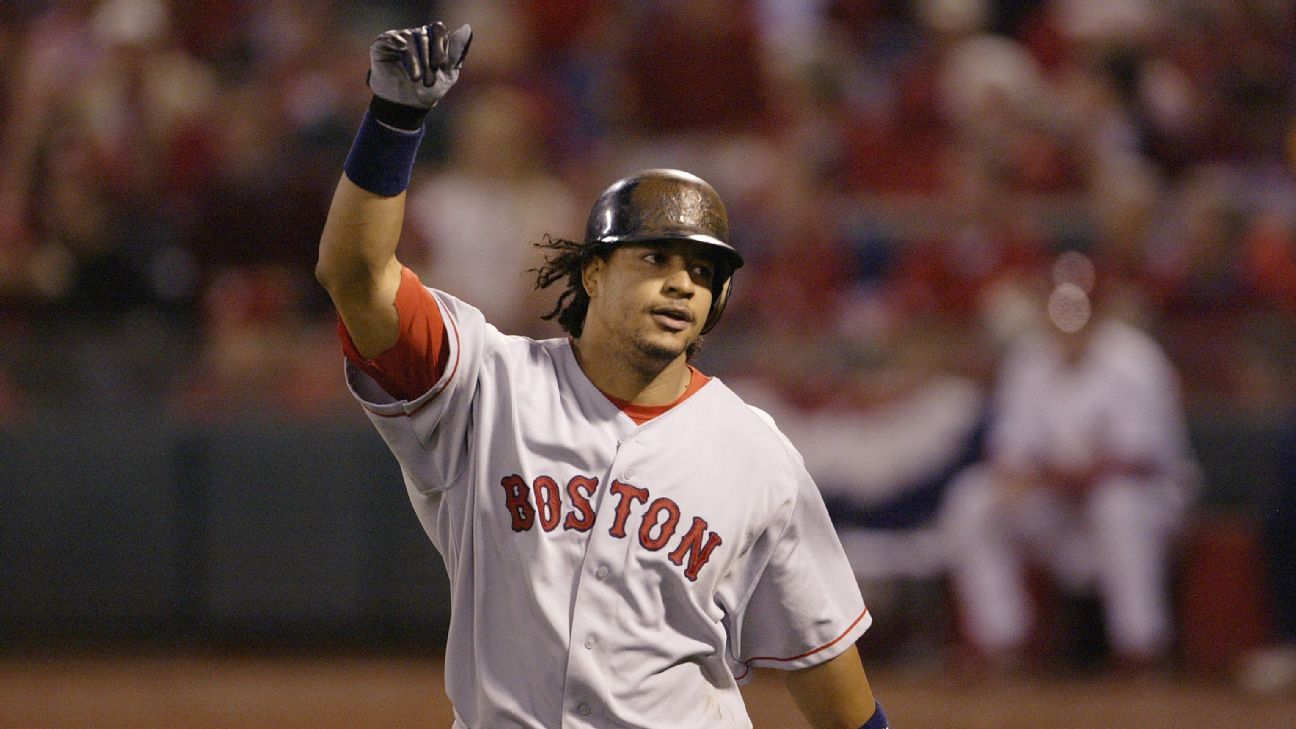 Photo: Dodger Manny Ramirez gestures during practice