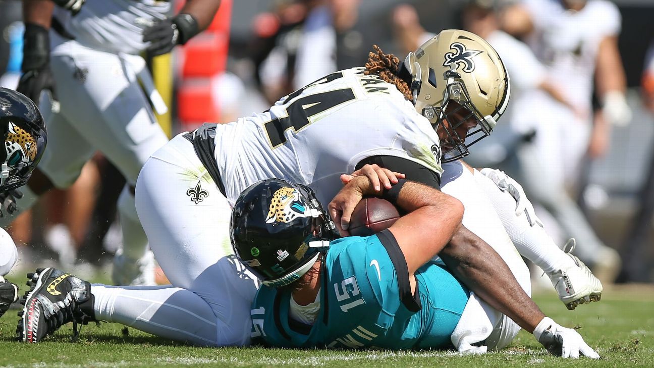 Cameron Jordans Two Sacks Set Pace As Saints D Dominates Again New Orleans Saints Blog Espn 