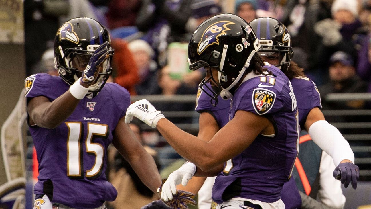 Baltimore Ravens receiver Hollywood Brown makes one-handed catch ...