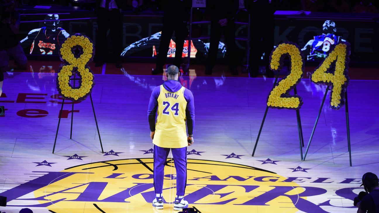 LeBron James Los Angeles Lakers Yellow Jersey with KB Memorial Patch