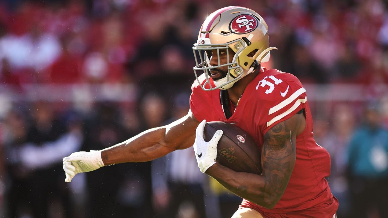 San Francisco 49ers' Raheem Mostert likely headed for injured reserve with  high ankle sprain 