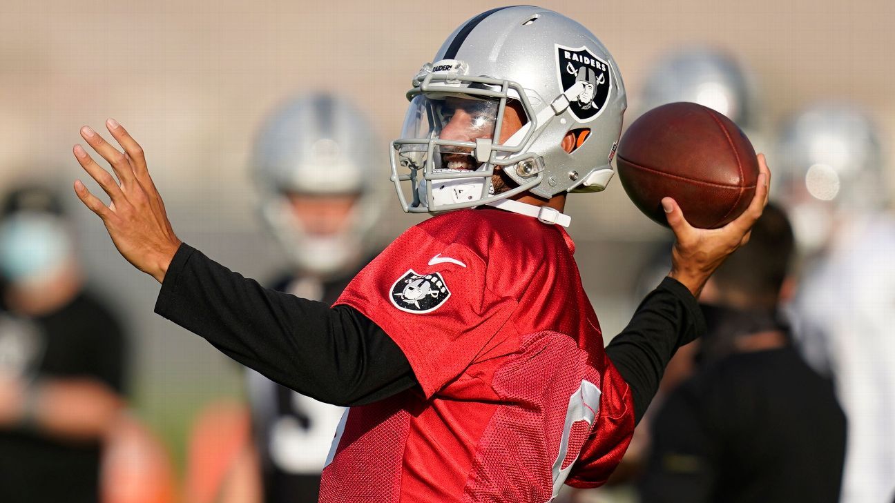 Marcus Mariota wears Las Vegas Raiders' uniform for the first time 