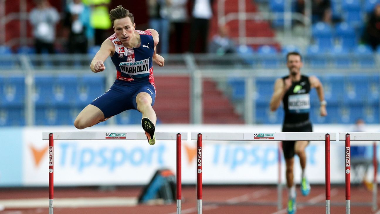 Karsten Warholm wins 400 meter hurdles at Golden Spike meet