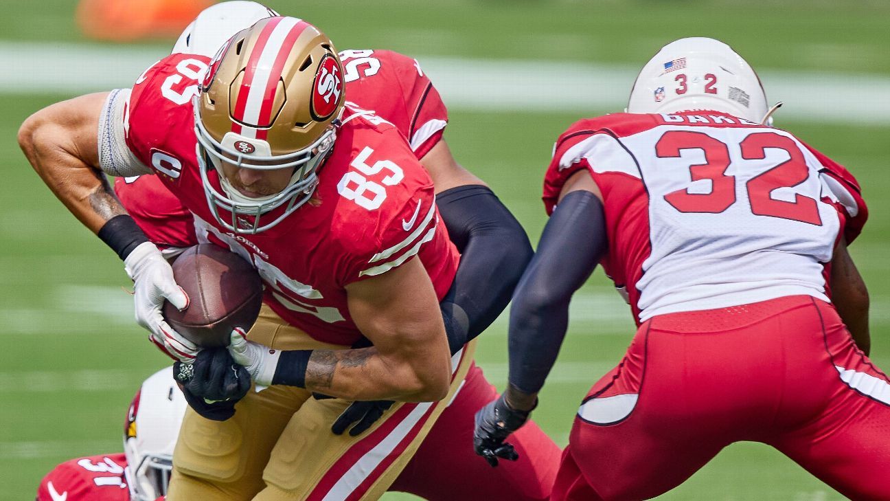 49ers' George Kittle, out Week 2 vs. Jets, could play Week 3 vs