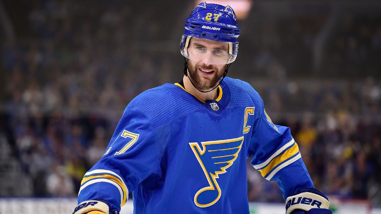 St. Louis Blues Alex Pietrangelo holds his new sweater after he was named  the 21st team captain of the St. Louis Blues at the Scottrade Center in St.  Louis on August 25