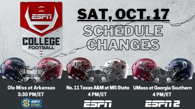 ESPN updates television schedule for SEC football games