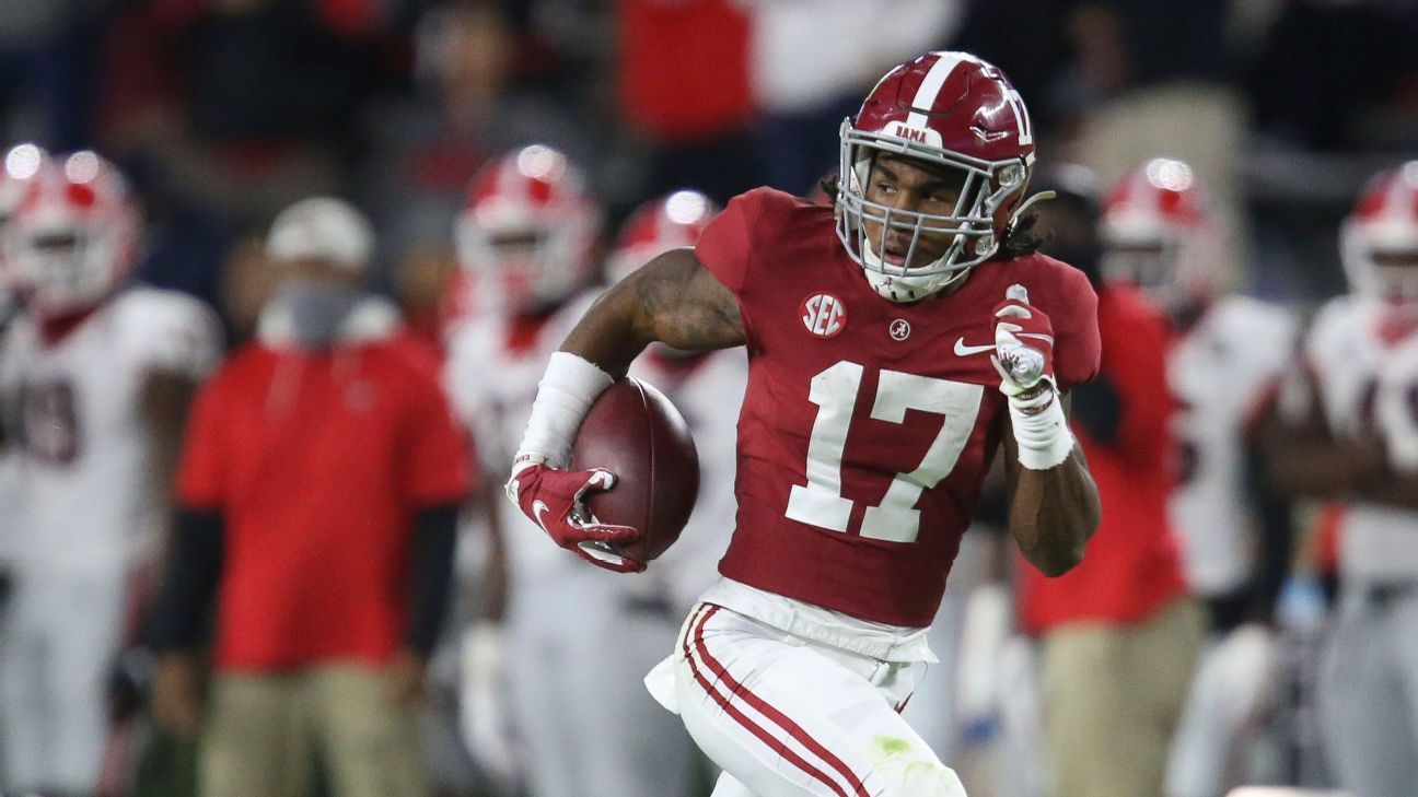 Jaylen Waddle of Alabama Crimson Tide will be the match day decision for the College Football Playoff National Championship Game