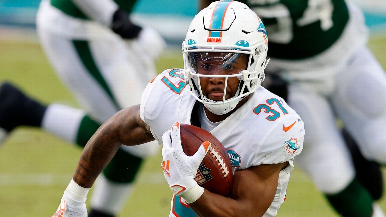 Miami Dolphins put leading rusher Myles Gaskin on injured reserve with knee  injury - ESPN