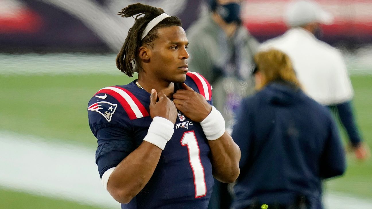 La main de Cam Newton des New England Patriots QP Cam Newton a été vérifiée et n’a pas réussi à terminer l’entraînement