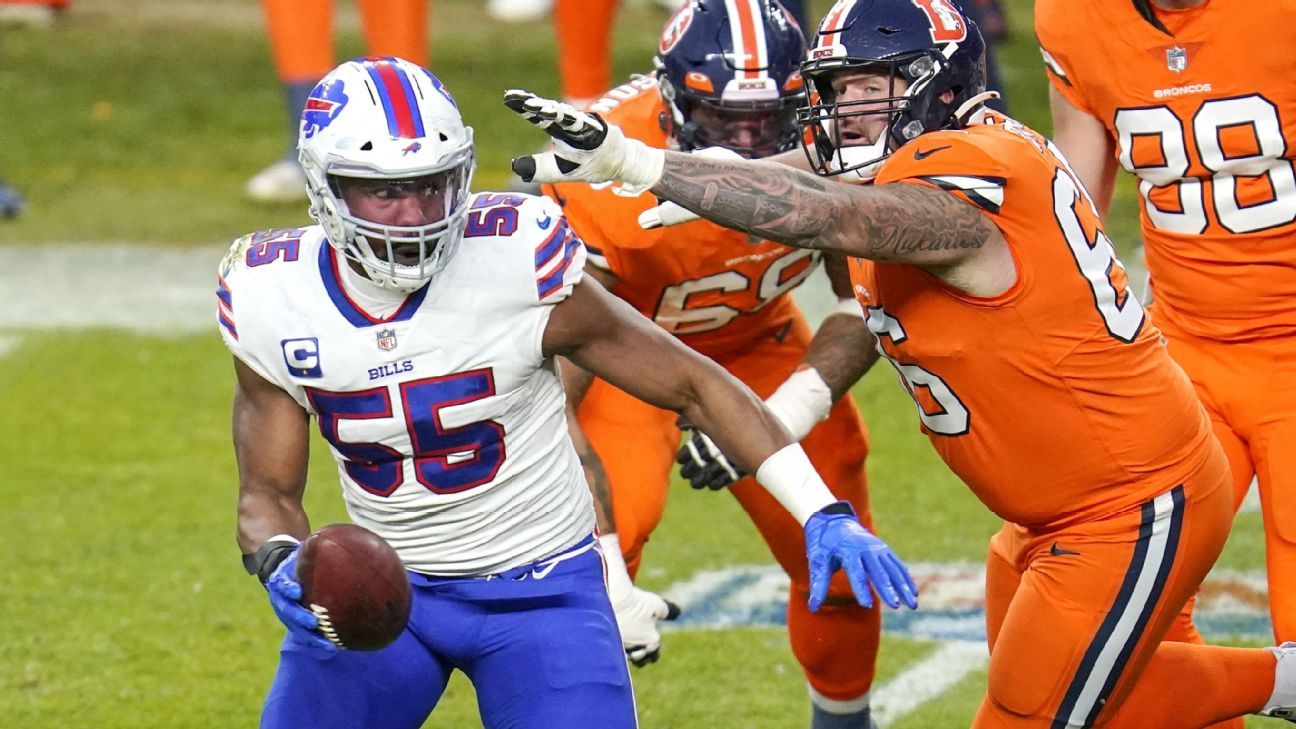 January 4, 2020: Buffalo Bills defensive end Jerry Hughes (55) prior to an  NFL football playoff game between the Buffalo Bills and the Houston Texans  at NRG Stadium in Houston, TX. The