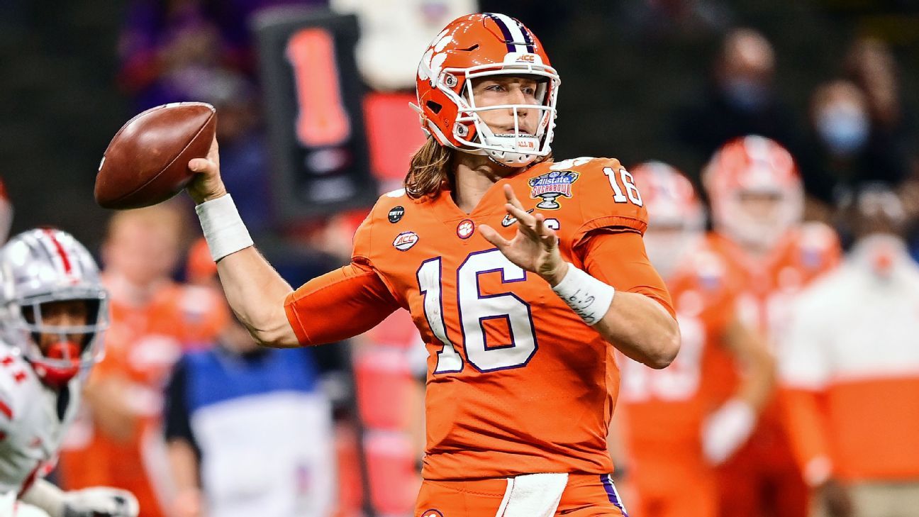 Clemson Tigers QB Trevor Lawrence, probably No. 1 in the overall standings, enters the NFL draft