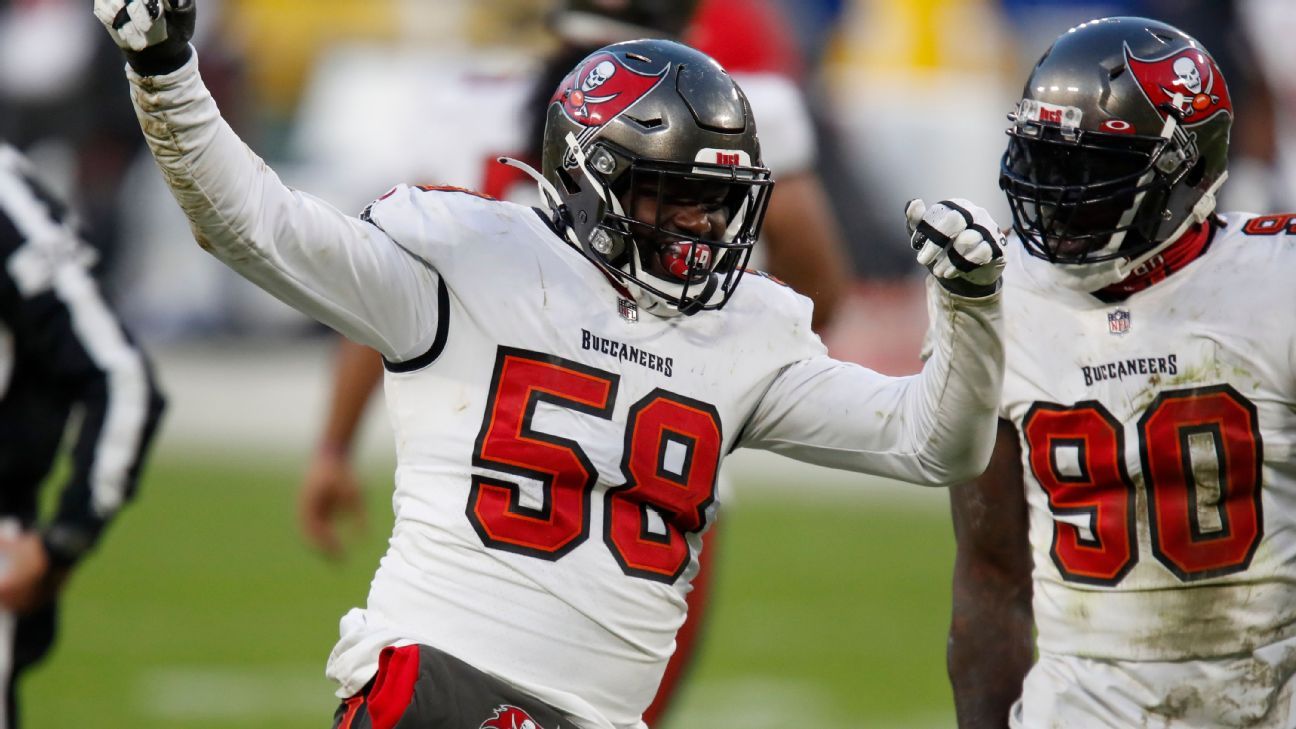 Tampa Bay Buccaneers OLBs Shaq Barrett, Jason Pierre-Paul to sit