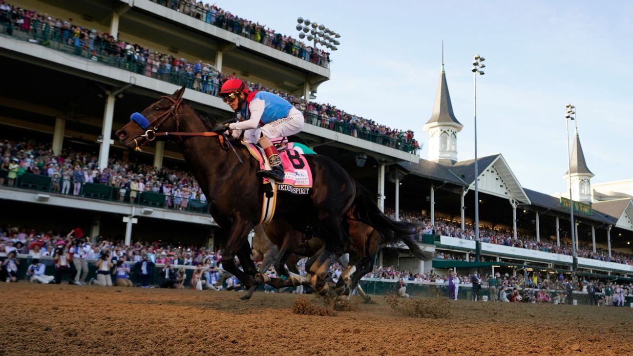 Bob Baffert-trained Thoroughbred Medina Spirit, the 2021 Kentucky Derby winner, ..