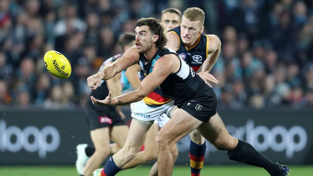 Port Adelaide ruck Scott Lycett sent to AFL tribunal for sling tackle