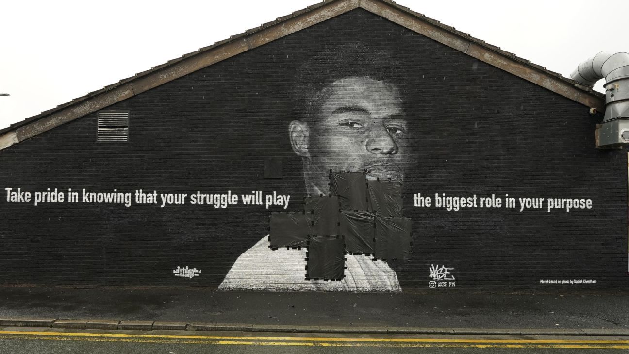 Manchester United forward Marcus Rashford's mural ...