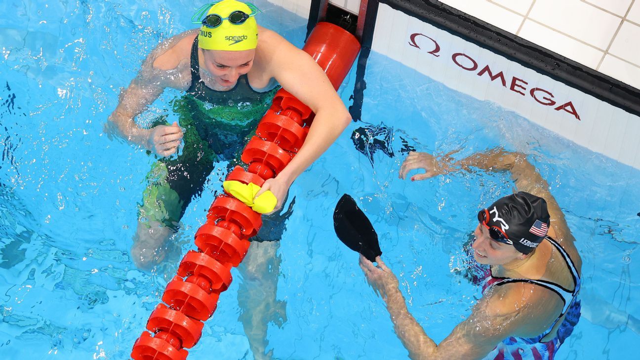 Australia's rising swimming star Ariarne Titmus beats Katie Ledecky for gold in ..