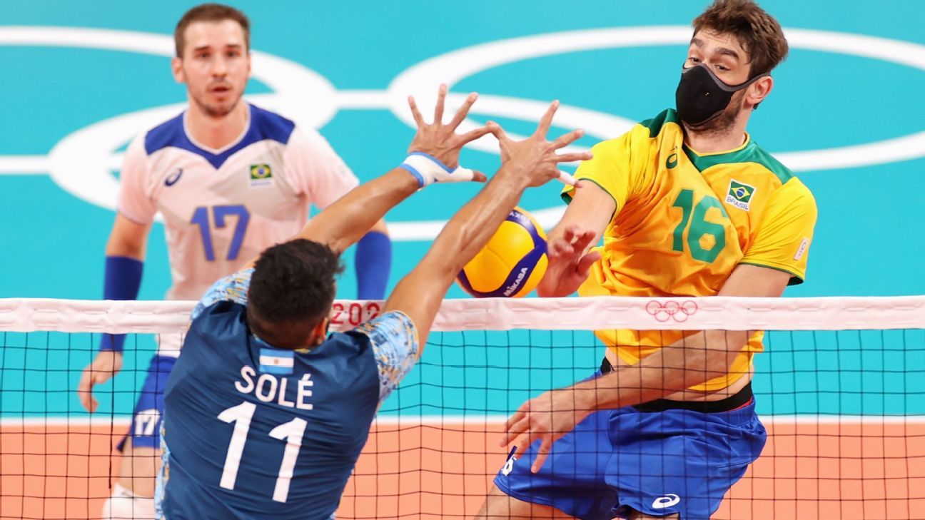 Vôlei masculino na Olimpíada: de virada, Brasil vence a Argentina no  tie-break