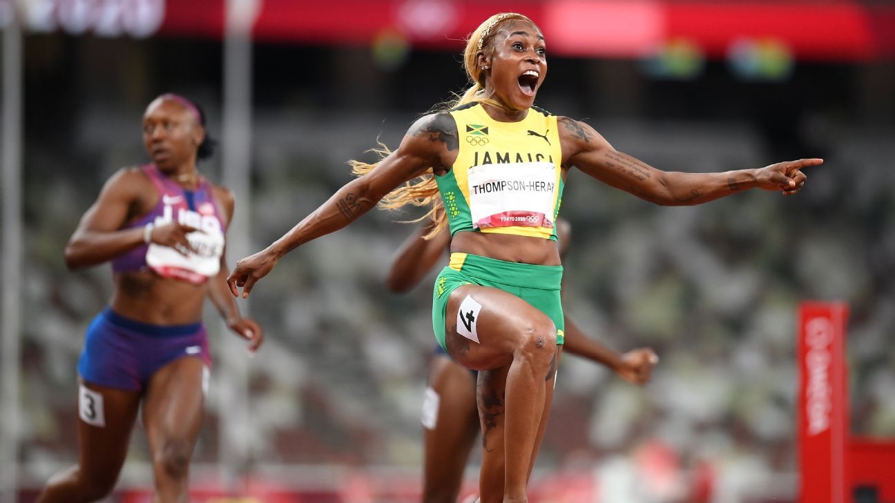 Elaine Thompson-Herah breaks Florence Griffith Joyner's 33-year-old Olympic record in women's 100 meters