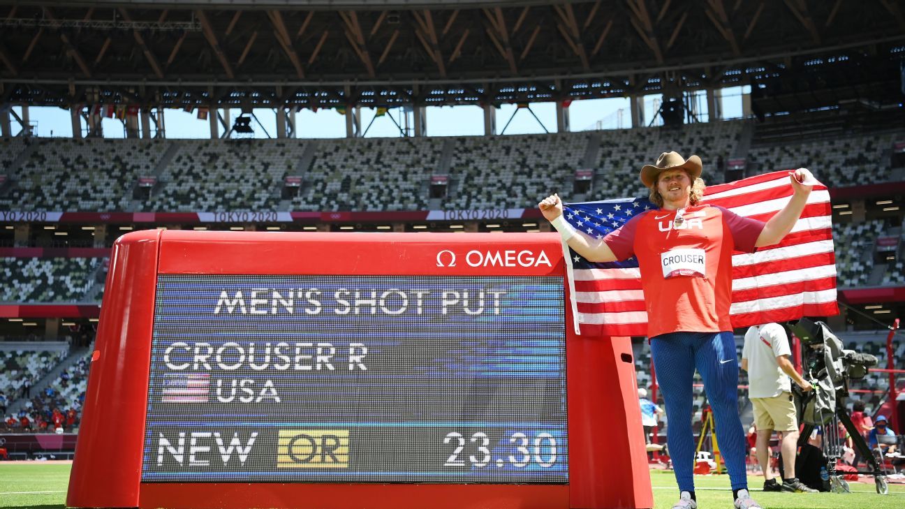 American Ryan Crouser breaks his Olympic record, wins gold in shot put at Tokyo ..