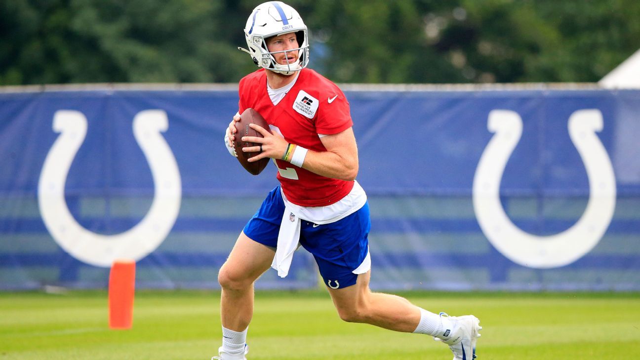 Carson Wentz of Indianapolis Colts, Quenton Nelson and Ryan Kelly returned to practice