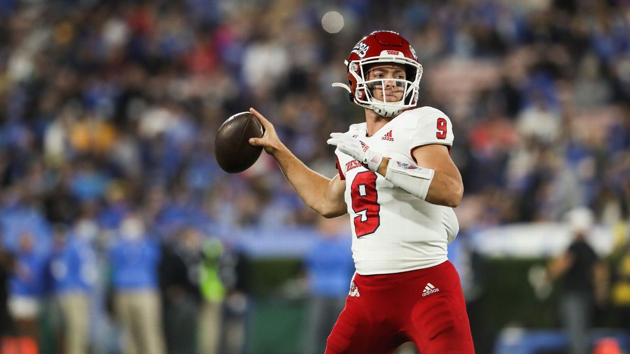 Fresno St.'s Haener carted off with ankle injury