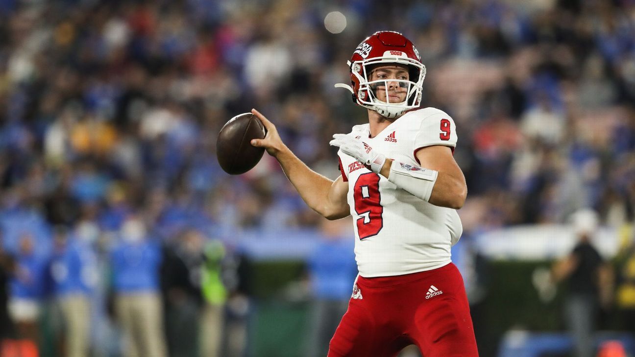 CBS Sports Network on X: And the Inside College Football Game Ball goes  to @FresnoStateFB QB Jake Haener! @JonesN4mo hands this week's game ball  to the Bulldogs' signal-caller for his BIG performance