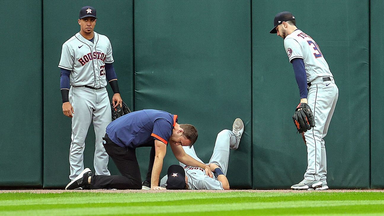 Houston Astros - Chas McCormick's imprint on the warning track