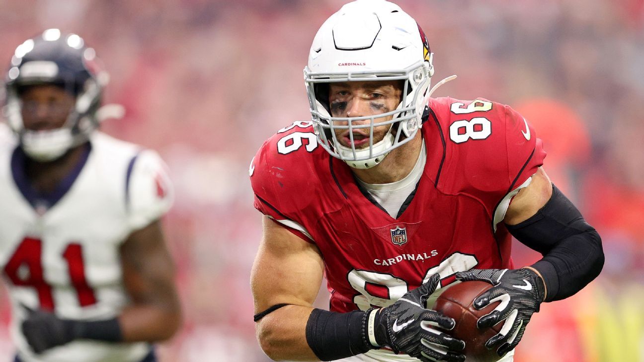 Veteran tight end Zach Ertz, 31, remains with Arizona Cardinals, agrees to new t..