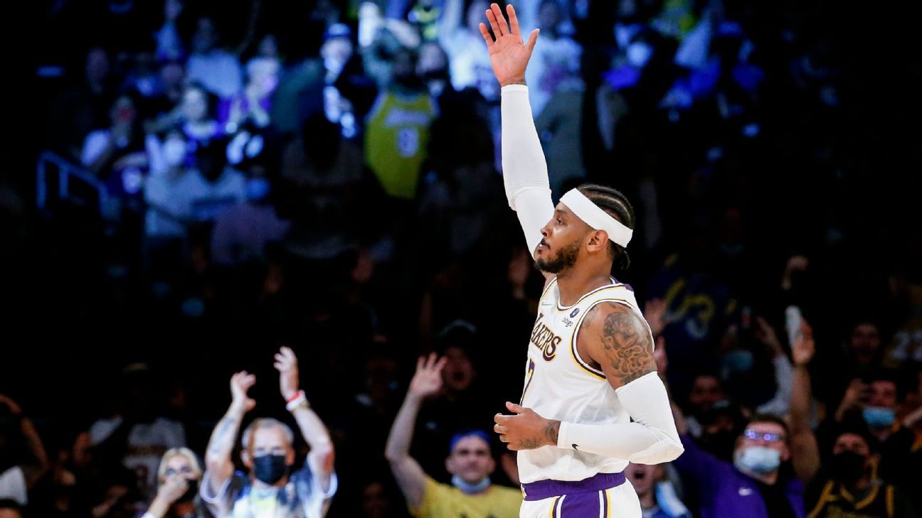 Lakers' Carmelo Anthony passes Moses Malone for 9th on all-time scoring list