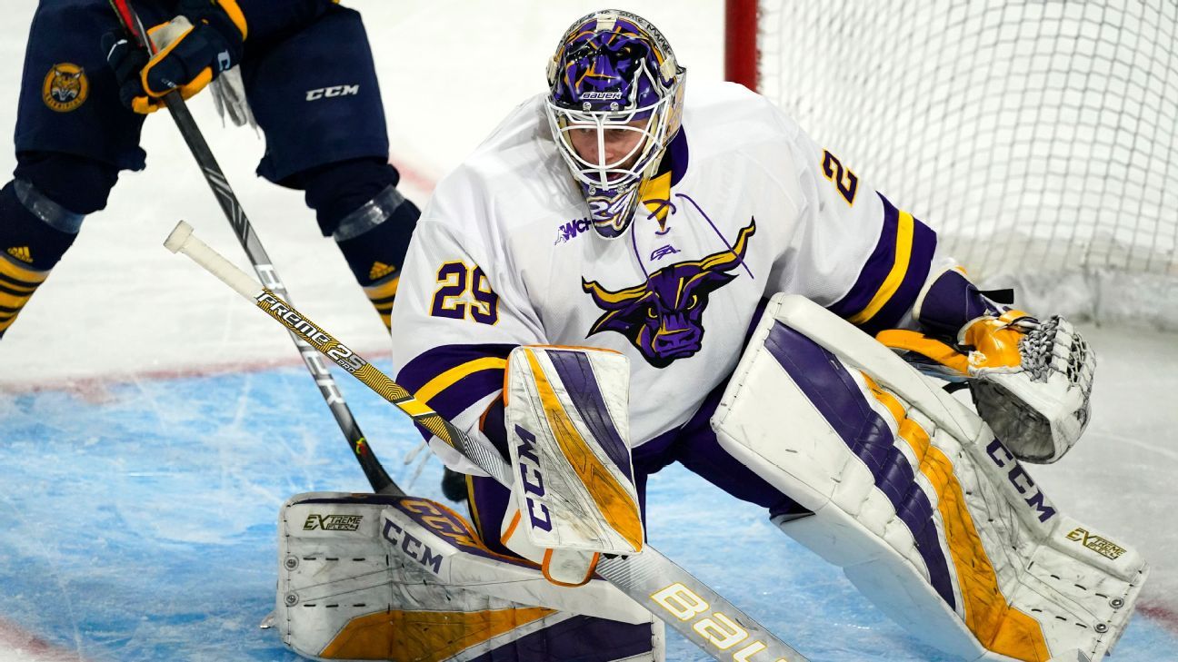 Quinnipiac hockey goalie credited with goal herself