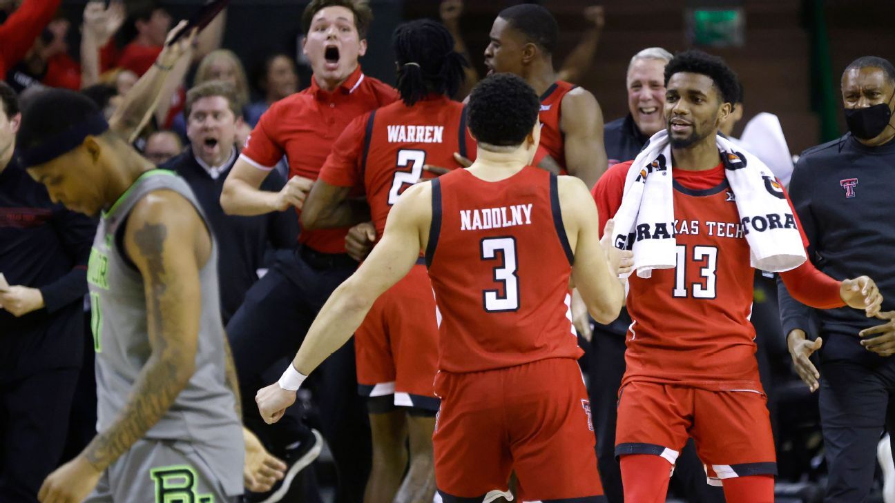 No. 1 Baylor, o último time invicto na liga de basquete masculino da Divisão I, cai para o Texas Tech